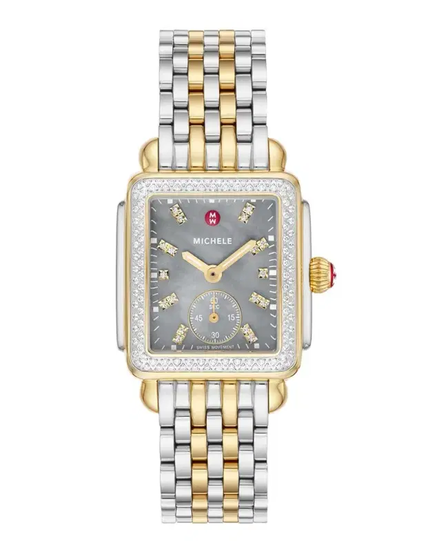 Michele Deco Mid Diamond Graphite Mother of Pearl Watch