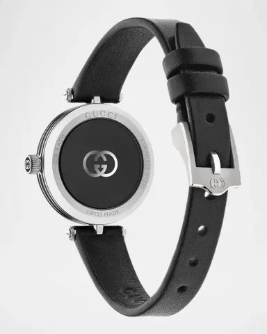 Gucci Stainless Steel Model 2000 24mm Watch with Black Leather Strap | Thumbnail 4