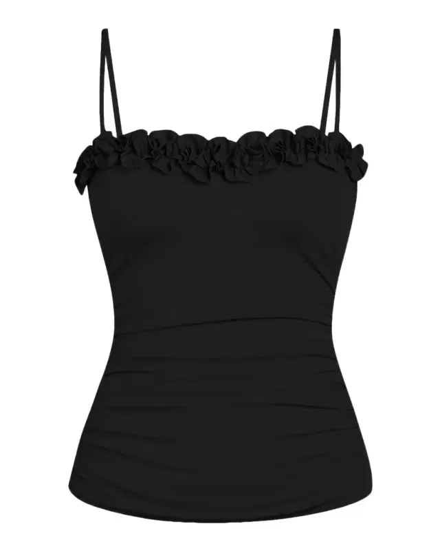 La Blanca Island Goddess Ruffle Bandeau Tankini Top