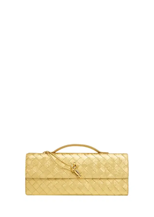 Bottega Veneta Andiamo Laminated Leather Clutch Bag