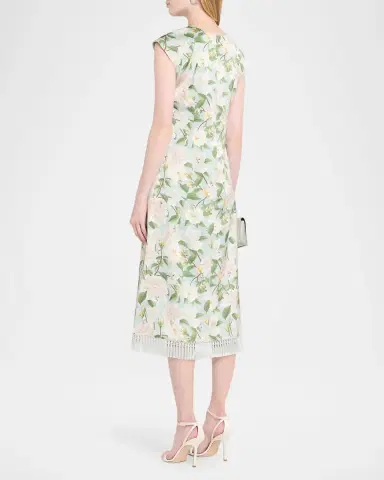 SACHIN & BABI Annette Embellished Floral Satin Crepe Midi Dress | Thumbnail 3 SACHIN & BABI Annette Embellished Floral Satin Crepe Midi Dress | Thumbnail 3