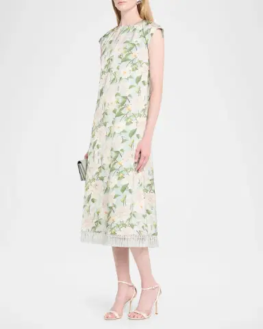SACHIN & BABI Annette Embellished Floral Satin Crepe Midi Dress | Thumbnail 4 SACHIN & BABI Annette Embellished Floral Satin Crepe Midi Dress | Thumbnail 4