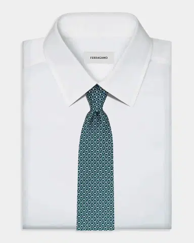 Ferragamo Men's Repeat Gancini Silk Tie | Thumbnail 2