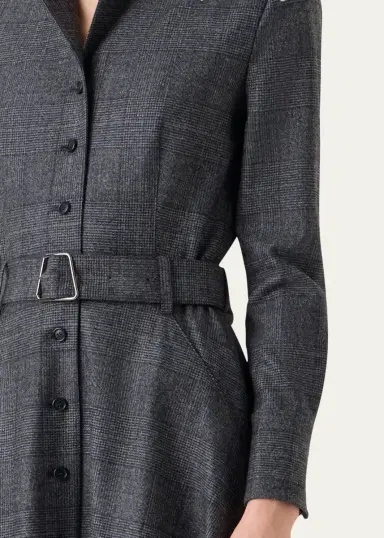 Akris Prince Of Whales Wool Stretch Flannel Belted Midi Shirtdress | Thumbnail 5 Akris Prince Of Whales Wool Stretch Flannel Belted Midi Shirtdress | Thumbnail 5