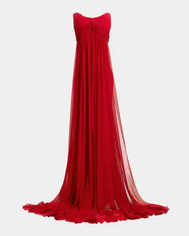 Elie Saab Sleeveless Empire-Waist Silk Cape Trumpet Gown | Thumbnail 3 Elie Saab Sleeveless Empire-Waist Silk Cape Trumpet Gown | Thumbnail 3