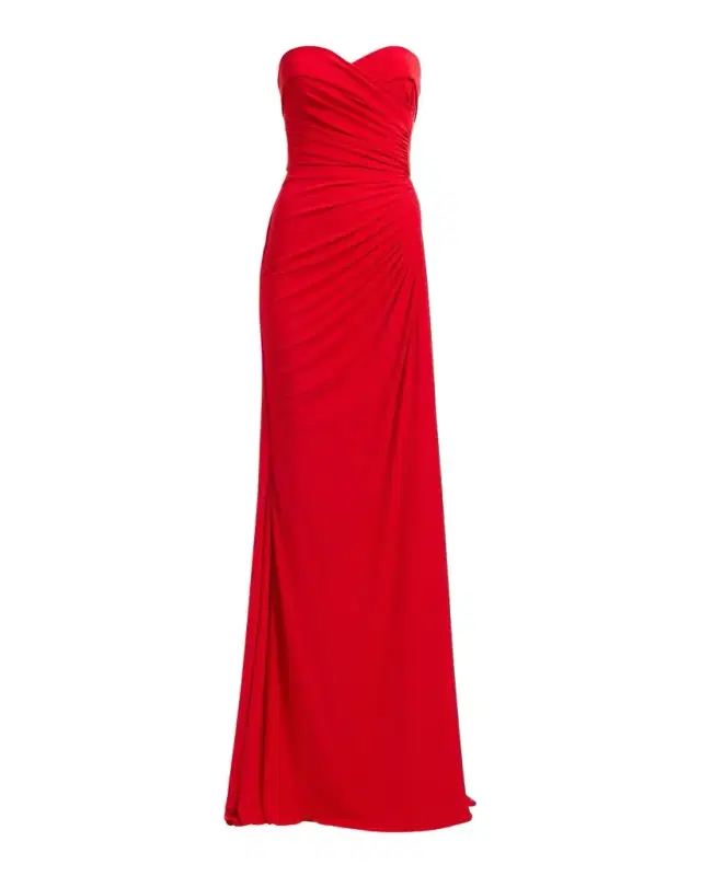 Elie Saab Strapless Draped Trumpet Gown