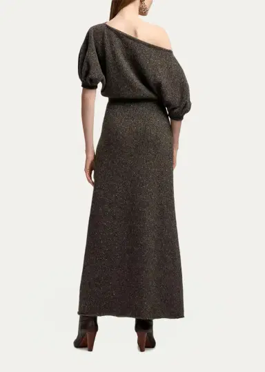 Ralph Lauren Collection Cecie Cashmere-Blend Donegal Off-The-Shoulder Maxi Day Dress | Thumbnail 3