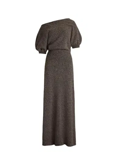Ralph Lauren Collection Cecie Cashmere-Blend Donegal Off-The-Shoulder Maxi Day Dress | Thumbnail 1