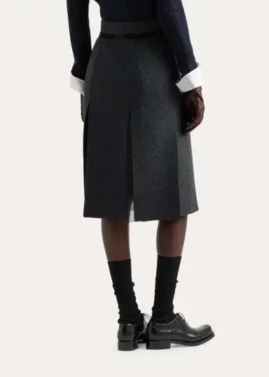 Prada Pleated Wool-Silk Midi Skirt | Thumbnail 3 Prada Pleated Wool-Silk Midi Skirt | Thumbnail 3