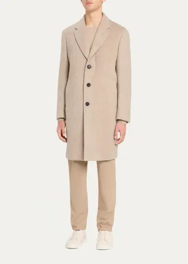 Zegna Men's Cashmere Single-Breasted Overcoat | Thumbnail 2