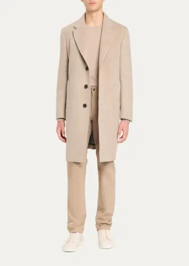 Zegna Men's Cashmere Single-Breasted Overcoat | Thumbnail 4