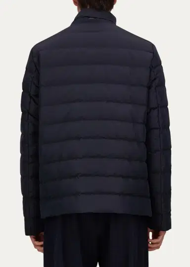 HERNO Men's Suede-Trim Nylon Bomber Jacket | Thumbnail 3