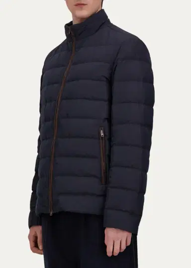 HERNO Men's Suede-Trim Nylon Bomber Jacket | Thumbnail 4