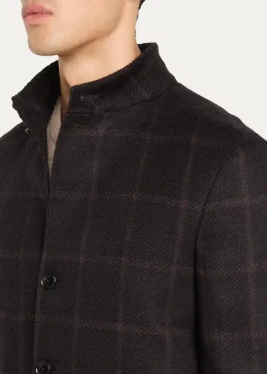 Zegna Men's Cashmere Grid Check Chore Jacket | Thumbnail 5