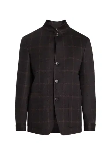 Zegna Men's Cashmere Grid Check Chore Jacket | Thumbnail 1