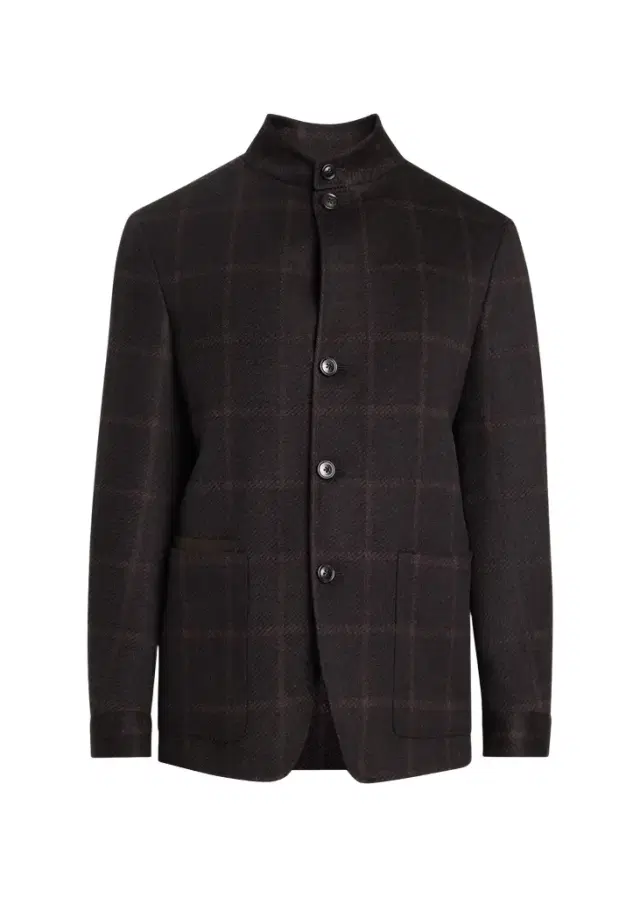 Zegna Men's Cashmere Grid Check Chore Jacket