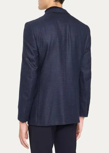 Zegna Men's Wool Micro-Plaid Single-Breasted Sport Coat | Thumbnail 3