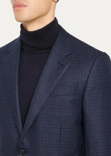 Zegna Men's Wool Micro-Plaid Single-Breasted Sport Coat | Thumbnail 5
