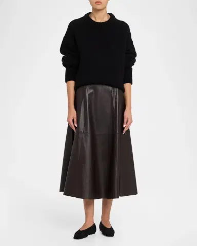 ARMA Eleni Leather A-Line Midi Skirt | Thumbnail 2
