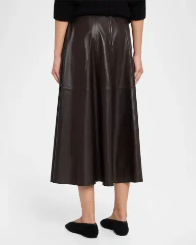 ARMA Eleni Leather A-Line Midi Skirt | Thumbnail 3