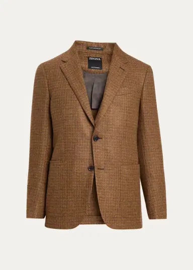 Zegna Men's Cashmere Tonal Houndstooth Single-Breasted Sport Coat | Thumbnail 6 Zegna Men's Cashmere Tonal Houndstooth Single-Breasted Sport Coat | Thumbnail 6