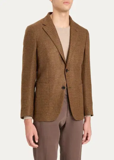 Zegna Men's Cashmere Tonal Houndstooth Single-Breasted Sport Coat | Thumbnail 9 Zegna Men's Cashmere Tonal Houndstooth Single-Breasted Sport Coat | Thumbnail 9