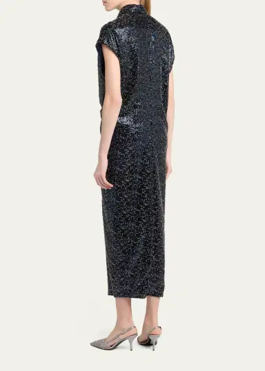 Giorgio Armani Sequined Cap-Sleeve Gathered Dress | Thumbnail 3