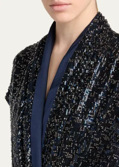Giorgio Armani Sequined Cap-Sleeve Gathered Dress | Thumbnail 5