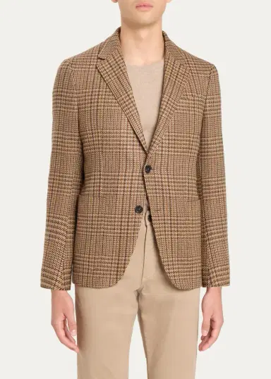 Zegna Men's Cashmere Glen Plaid Single-Breasted Sport Coat | Thumbnail 4