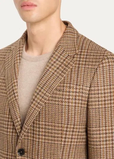 Zegna Men's Cashmere Glen Plaid Single-Breasted Sport Coat | Thumbnail 5