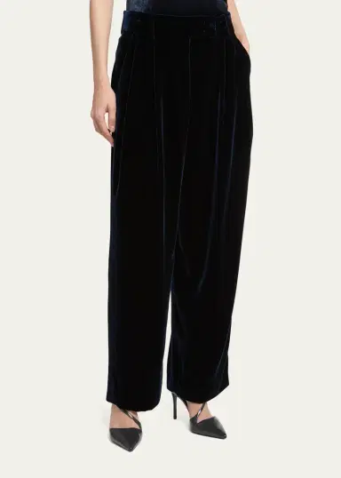 Giorgio Armani Velvet Silk-Blend Pleated Pants | Thumbnail 3