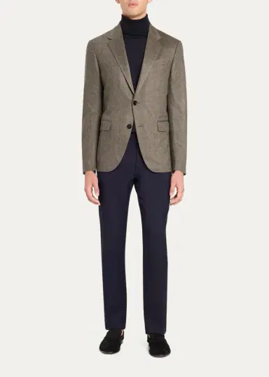 Zegna Men's Cashmere Herringbone Single-Breasted Sport Coat | Thumbnail 2