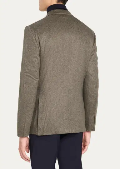 Zegna Men's Cashmere Herringbone Single-Breasted Sport Coat | Thumbnail 3