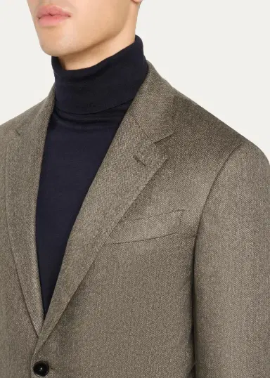 Zegna Men's Cashmere Herringbone Single-Breasted Sport Coat | Thumbnail 5