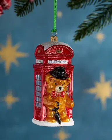 Exclusive Teddy Bear in Phone Booth Christmas Ornament | Thumbnail 1 Exclusive Teddy Bear in Phone Booth Christmas Ornament | Thumbnail 1