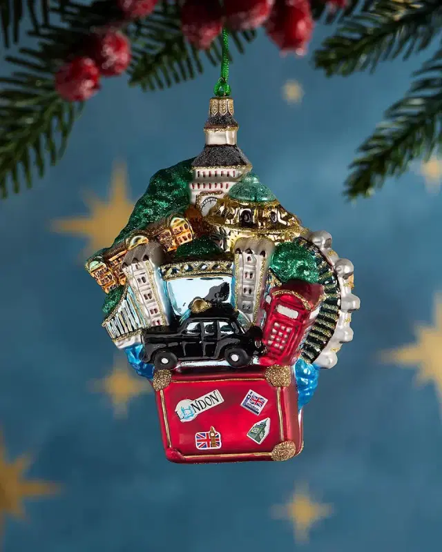 Exclusive English Suitcase Christmas Ornament