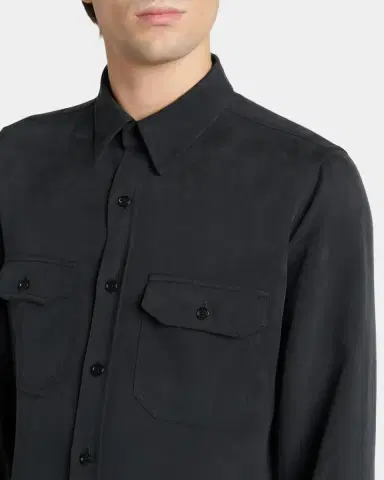 Tom Ford Men's Silk Twill Flap Pocket Button-Down Shirt | Thumbnail 5 Tom Ford Men's Silk Twill Flap Pocket Button-Down Shirt | Thumbnail 5