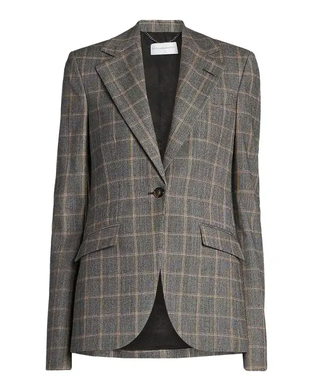 Stella McCartney Slim Checked Single-Breasted Blazer Jacket