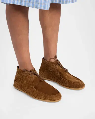 Bottega Veneta Men's Dawson Intrecciato Suede Ankle Boots | Thumbnail 2