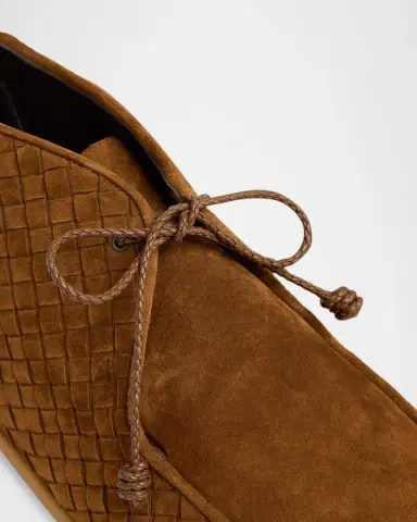 Bottega Veneta Men's Dawson Intrecciato Suede Ankle Boots | Thumbnail 5