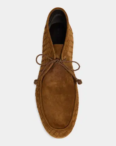 Bottega Veneta Men's Dawson Intrecciato Suede Ankle Boots | Thumbnail 6
