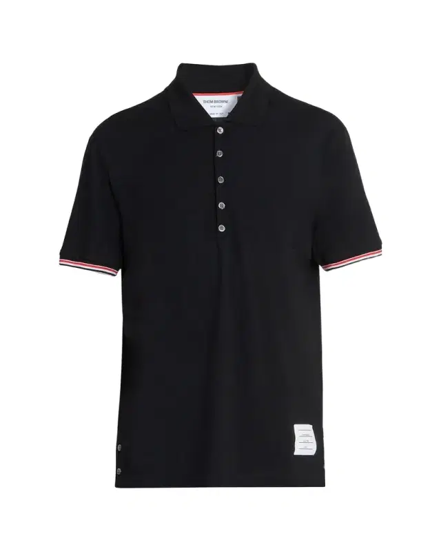 Thom Browne Men's RWB Tipping Wool Jersey Polo Shirt