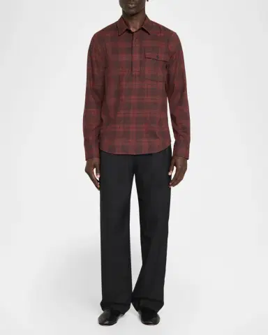 Vince Men's Hamilton Plaid Long-Sleeve Polo Shirt | Thumbnail 2