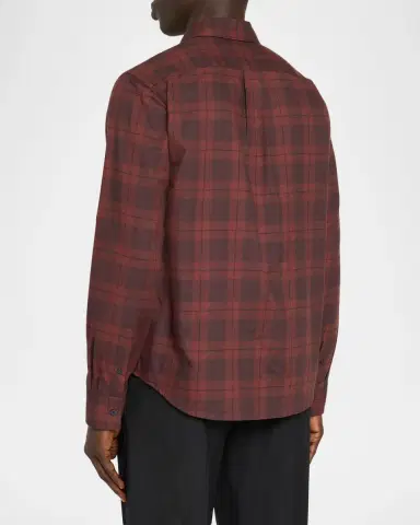Vince Men's Hamilton Plaid Long-Sleeve Polo Shirt | Thumbnail 3