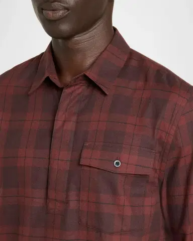 Vince Men's Hamilton Plaid Long-Sleeve Polo Shirt | Thumbnail 5