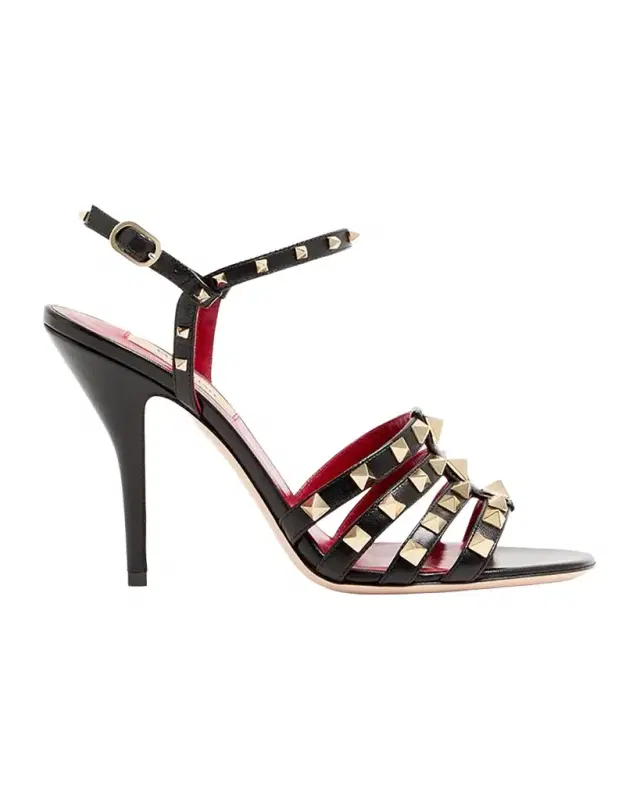 Valentino Garavani 100mm Rockstud Leather Ankle-Strap Sandals
