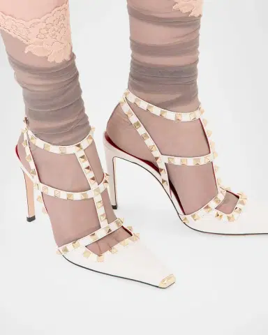 Valentino Garavani Rockstud 100mm Studded Leather Strappy Pumps | Thumbnail 2