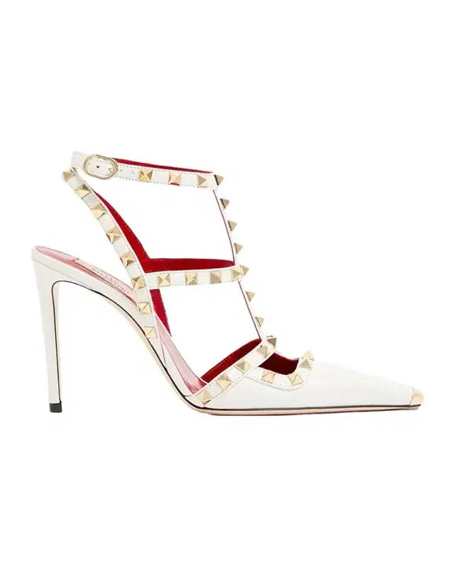 Valentino Garavani Rockstud 100mm Studded Leather Strappy Pumps