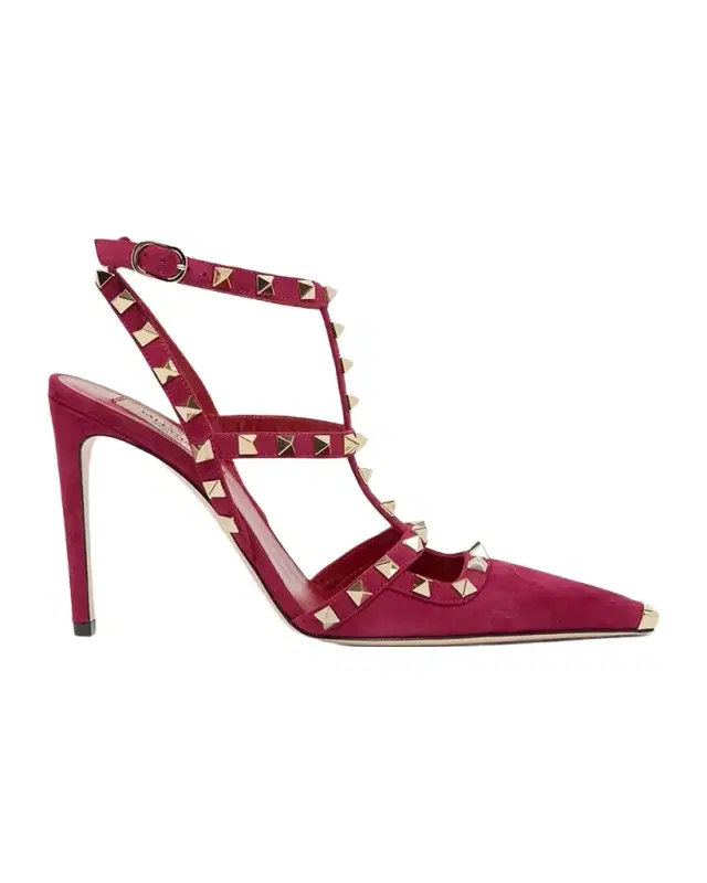 Valentino Garavani Rockstud 100mm Studded Suede Strappy Pumps