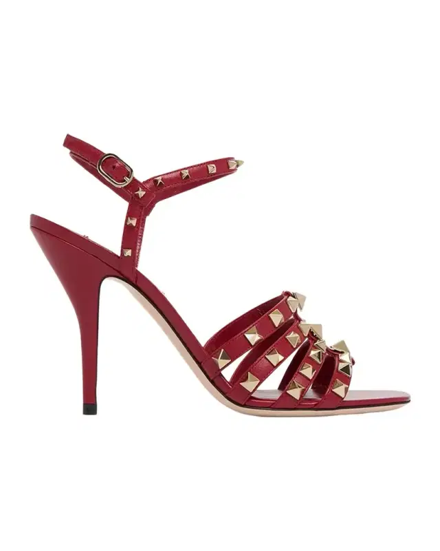 Valentino Garavani 100mm Rockstud Leather Ankle-Strap Sandals